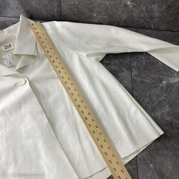 Planet Jacket Womens One Size Shirt Tail Chalk White Single Button Vegan Leather - Picture 15 of 16